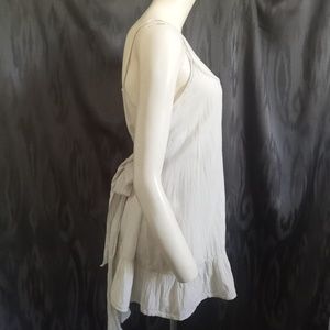 Noa Noa Denmark Cotton Ruffle Hem Tunic BOHO Tank Top Ties Taupe Sleeveless M